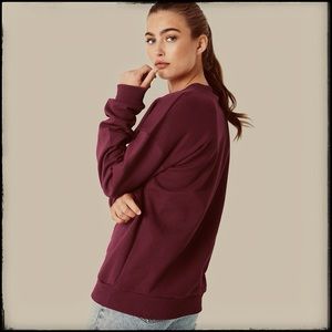Alternative Apparel Classic Sweat Top Burgundy Loose Rib Trim Crewneck Pullover